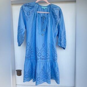 Melissa Odabash Ashley Blue Eyelet Dress Coverup Mini Dress Eyelet Lace XS